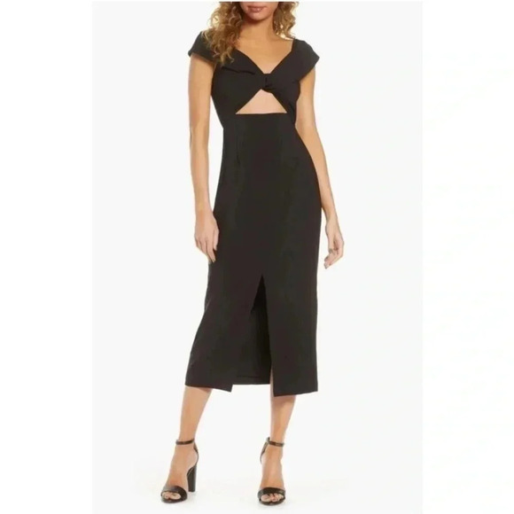 Finders Keepers Mae black cocktail midi dress